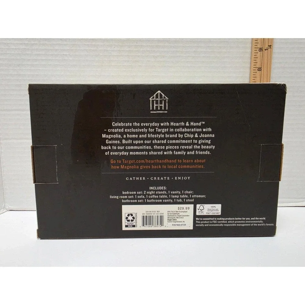 Hearth & Hand with Magnolia wooden dollhouse furniture set.It includes 11 pieces